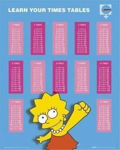 POSTER THE SIMPSONS, LEARN YOUR TIMES TABLES 40.6 X 50.8 CM