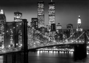 POSTER NEW YORK - BROOKLYN BRIDGE NIGHT 100X140CM