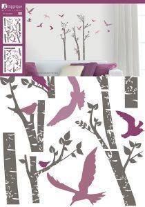   ART APPLIQUE BIRDS IN BIRCHES 50X70CM