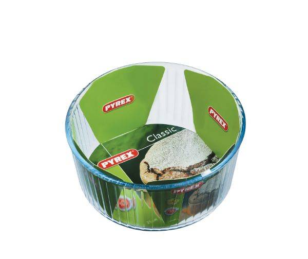 ΦΟΡΜΑ ΣΟΥΦΛΕ PYREX ΠΥΡΑΝΤΟΧΟ ΓΥΑΛΙ ΣΤΡΟΓΓΥΛΗ 21CM PYREX