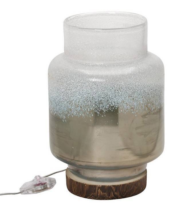 ESPIEL ΛΑΜΠΑΤΕΡ ESPIEL ΓΥΑΛΙΝΟ ΜΕ ΞΥΛΙΝΗ ΒΑΣΗ ΧΡΥΣΟ-ΛΕΥΚΟ 29CM