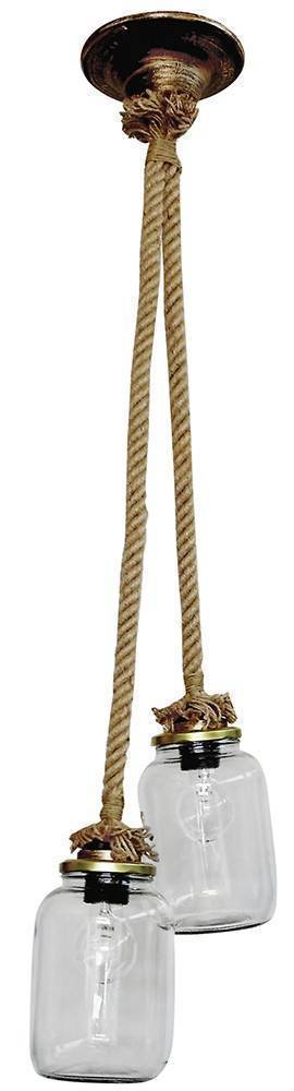 HERONIA LIGHTING ΦΩΤΙΣΤΙΚΟ ΟΡΟΦΗΣ HERONIA LIGHTING FUN-07TS ROPE 2L ΣΧΟΙΝΙ/ΓΥΑΛΙ ΜΠΕΖ/ΔΙΑΦΑΝΕΣ 93X25CM