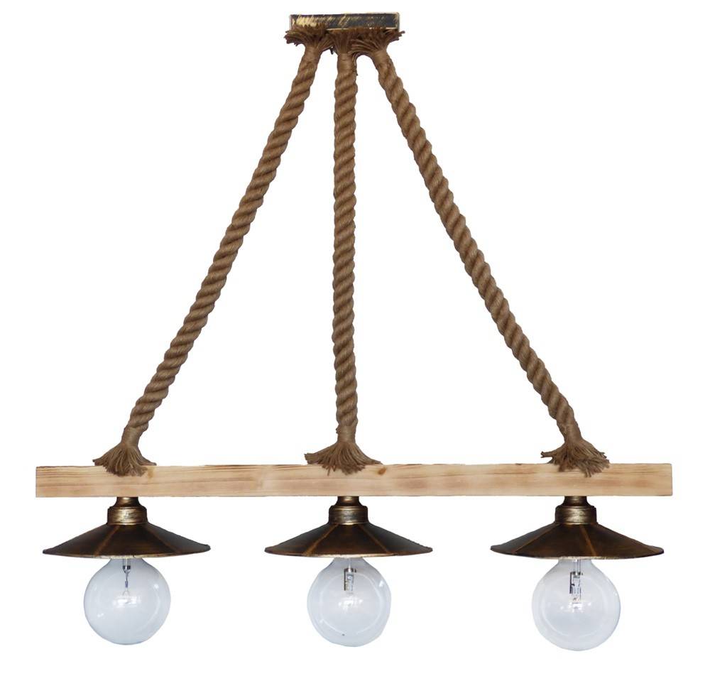 HERONIA LIGHTING ΦΩΤΙΣΤΙΚΟ ΟΡΟΦΗΣ HERONIA LIGHTING UT-150 ROPE 3L RAGA ΞΥΛΟ/ΠΛΑΣΤΙΚΟ/ΣΧΝΟΙΝΙ ΜΠΕΖ/BRONZE 75X88X25CM