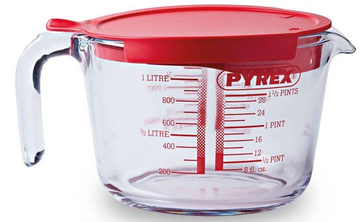 PYREX ΚΑΝΑΤΑ ΔΟΣΟΜΕΤΡΗΤΗΣ PYREX ΓΥΑΛΙΝΗ ΜΕ ΚΑΠΑΚΙ 1LT