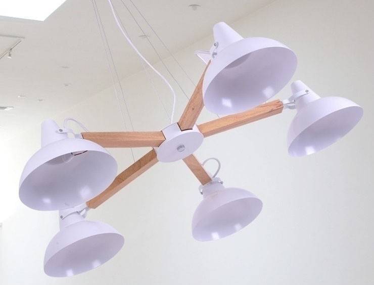 ΦΩΤΙΣΤΙΚΟ ΟΡΟΦΗΣ LUMA LIGHTING ΠΕΝΤΑΦΩΤΟ ΜΕΤΑΛΛΟ/ΞΥΛΟ ΛΕΥΚΟ/ΚΑΦΕ 95Χ35CM LUMA