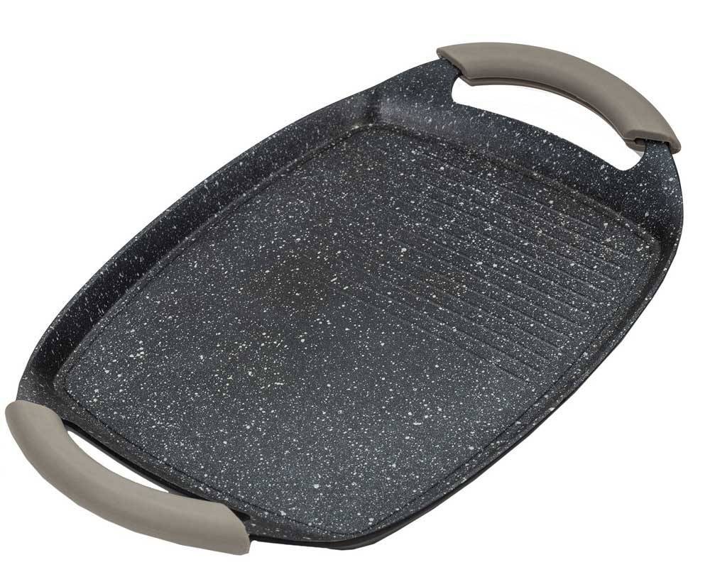 NAVA ΠΙΑΤΕΛΑ-GRILL NAVA ΜΕ ΑΝΤΙΚΟΛΛΗΤΙΚΗ ΕΠΙΣΤΡΩΣΗ "STONE" ΚΑΙ ΛΑΒΕΣ ΑΠΟ ΣΙΛΙΚΟΝΗ 47X29CM