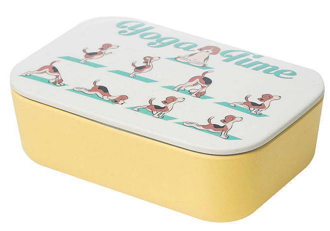 KOYTI ΦΑΓΗΤΟΥ BAMBOO LUNCHBOX CLASSIC-YOGA TIME ΚΙΤΡΙΝΟ 8,7X12,7X6,5 CM