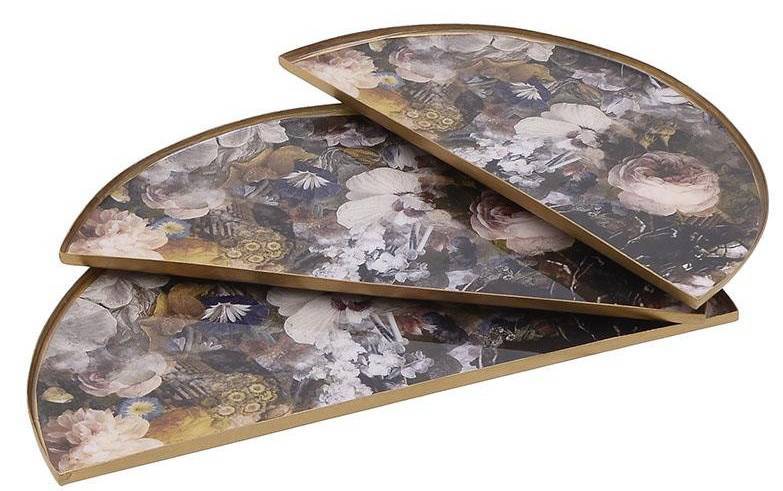 ΔΙΣΚΟI ΣΕΡΒΙΡΙΣΜΑΤΟΣ INART FLORAL ΜΕΤΑΛΛO 3ΤΜΧ 29.5Χ15X1CM INART