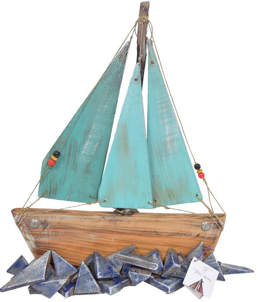 ΔΙΑΚΟΣΜΗΤΙΚΟ ΣΚΑΦΟΣ ΠΙΤΕΡΟΣ ΔΗΜΗΤΡΗΣ ΞΥΛΟΣΥΝΘΕΣΗ ΜΠΛΕ ΧΡΥΣΟ 40Χ41X4CM