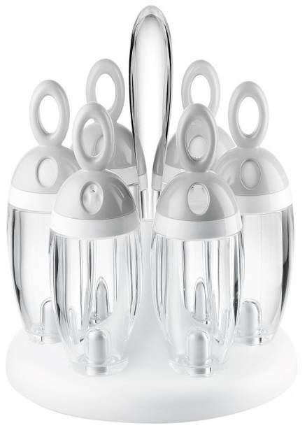 ΣΕΤ ΜΠΑΧΑΡΙΚΩΝ GUZZINI ΠΕΡΙΣΤΡΕΦΟΜΕΝΗ ΜΕ 6 ΒΑΖΑ ΑΚΡΥΛIKO ΛΕΥΚΟ 16.5Χ21.5CM GUZZINI