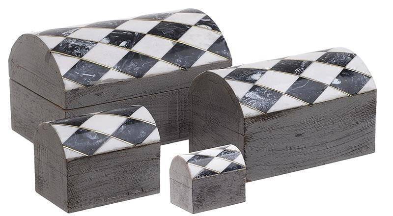 ΚΟΥΤΙΑ INART WOOD/RESIN BOX WHITE/BLACK 4ΤΜΧ 15Χ10Χ9CM