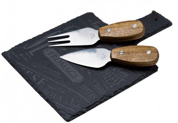 ΠΛΑΤΟ HOME FASHION ACCESSORIES GOURMET ΠΕΤΡΑ ΜΕ 2 ΜΑΧΑΙΡΙΑ ΤΥΡΙΟΥ HOME FASHION ACCESSORIES