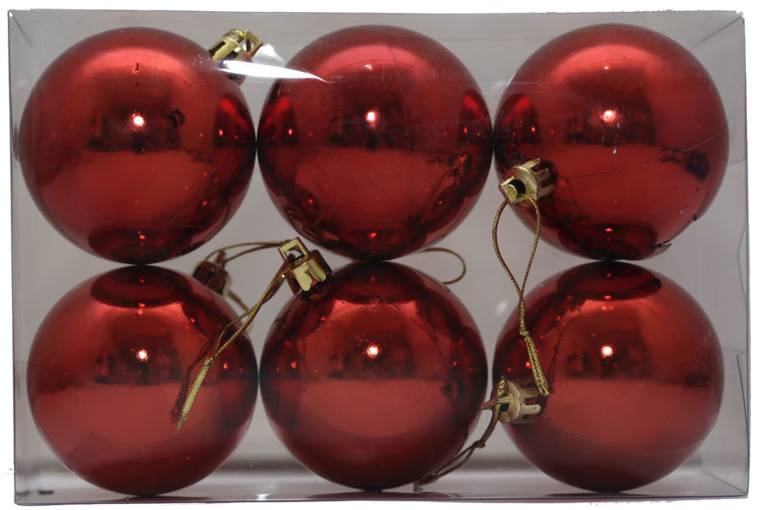 CHRISTMAS COLLECTION ΧΡΙΣΤΟΥΓΕΝΝΙΑΤΙΚΕΣ ΜΠΑΛΕΣ CHRISTMAS ΠΛΑΣΤΙΚΟ KOKKINO 6ΤΜΧ 8CM