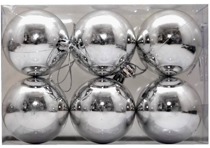 ΧΡΙΣΤΟΥΓΕΝΝΙΑΤΙΚΕΣ ΜΠΑΛΕΣ CHRISTMAS ΠΛΑΣΤΙΚΟ ΑΣΗΜΙ 6ΤΜΧ 8CM CHRISTMAS COLLECTION