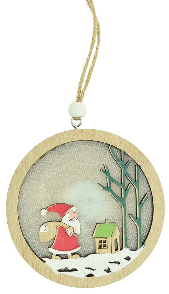 ΧΡΙΣΤΟΥΓΕΝΝΙΑΤΙΚΟ ΣΤΟΛΙΔΙ CHRISTMAS ΣΤΡΟΓΓΥΛΟ ΚΡΕΜΑΣΤΟ LED ΞΥΛΟ 10CM CHRISTMAS COLLECTION