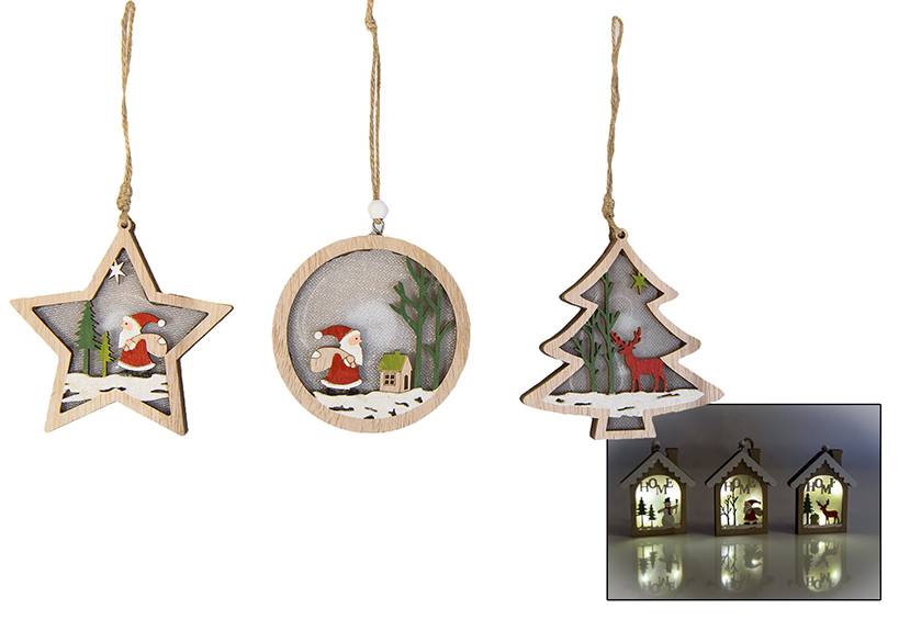 ΧΡΙΣΤΟΥΓΕΝΝΙΑΤΙΚΟ ΣΤΟΛΙΔΙ CHRISTMAS ΔΕΝΤΡΟ ΚΡΕΜΑΣΤΟ LED ΞΥΛΟ 10CM CHRISTMAS COLLECTION