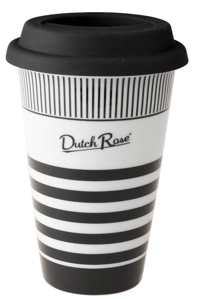 ΚΟΥΠΑ DUTCH ROSE COFFEE TO GO STRIPE ΠΟΡΣΕΛΑΝΗ ΑΣΠΡΟΜΑΥΡΟ 37CL DUTCH ROSE