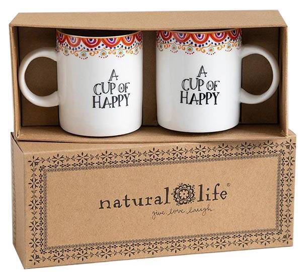 NATURAL LIFE ΚΟΥΠΕΣ ESPRESSO NATURAL LIFE HAPPY ΚΕΡΑΜΙΚΟ ΛΕΥΚΟ 110ML 2ΤΜΧ