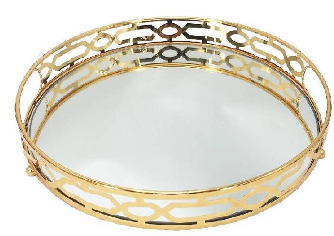 ΔΙΣΚΟΣ ΣΕΡΒΙΡΙΣΜΑΤΟΣ ESPIEL ΣΤΡΟΓΓΥΛΟΣ ΜΕΤΑΛΛΟ ΧΡΥΣΟ ΜΕ ΚΑΘΡΕΠΤΗ 38Χ6,5CM