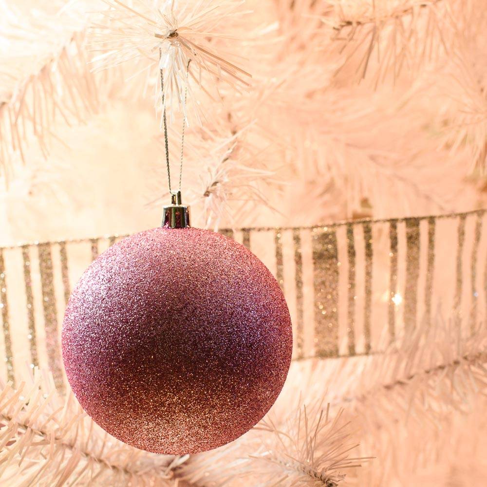 CHRISTMAS COLLECTION ΧΡΙΣΤΟΥΓΕΝΝΙΑΤΙΚΕΣ ΜΠΑΛΕΣ CHRISTMAS ΓΚΛΙΤΕΡ ΠΛΑΣΤΙΚΟ ΡΟΖ 6ΤΜΧ 8CM