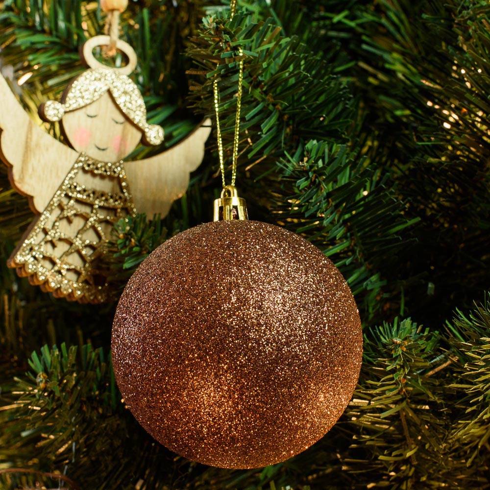 CHRISTMAS COLLECTION ΧΡΙΣΤΟΥΓΕΝΝΙΑΤΙΚΕΣ ΜΠΑΛΕΣ CHRISTMAS ΓΚΛΙΤΕΡ ΠΛΑΣΤΙΚΟ ΧΑΛΚΙΝΟ 6ΤΜΧ 8CM