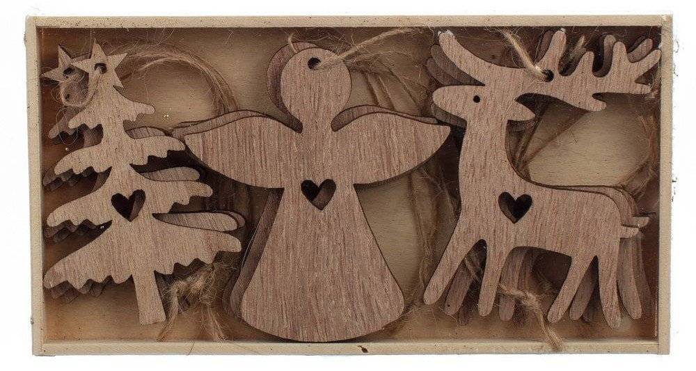 ΧΡΙΣΤΟΥΓΕΝΝΙΑΤΙΚΑ ΣΤΟΛΙΔΙΑ SYNCHRONIA ΚΡΕΜΑΣΤΑ ΜΕ ΚΑΡΔΙΕΣ ΞΥΛΟ 9ΤΜΧ 7X4CM SYNCHRONIA