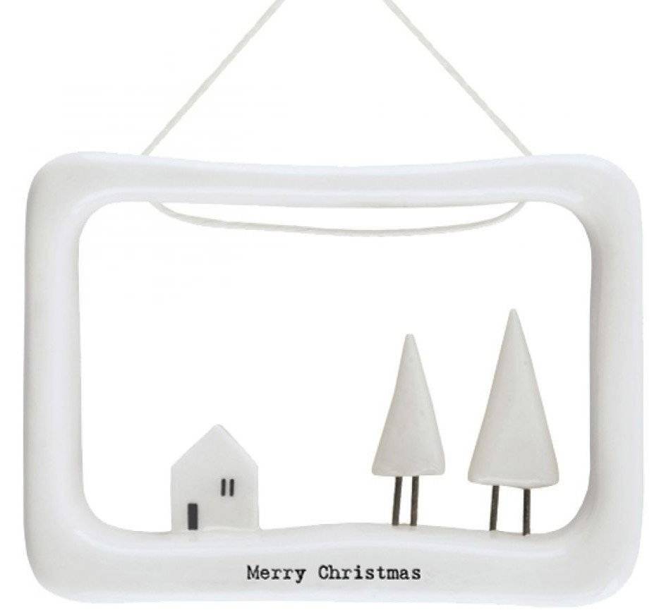 SYNCHRONIA ΧΡΙΣΤΟΥΓΕΝΝΙΑΤΙΚΟ ΔΙΑΚΟΣΜΗΤΙΚΟ SYNCHRONIA ΠΟΡΣΕΛΑΝΙΝΟ ΚΑΔΡΟ-MERRY CHRISTMAS ΛΕΥΚΟ 7X2X9.5CM