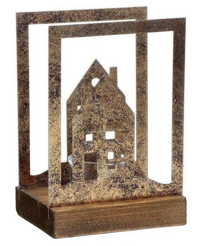 ΧΡΙΣΤΟΥΓΕΝΝΙΑΤΙΚΟ ΔΙΑΚΟΣΜΗΤΙΚΟ ESPIEL ΣΠΙΤΑΚΙΑ ΜΕ ΞΥΛΙΝΗ ΒΑΣΗ ΡΕΣΩ ΕΚΡΟΥ 12X9.5X18CM ESPIEL