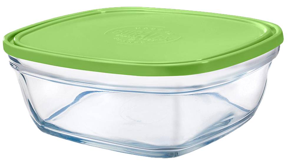 ΔΟΧΕΙΟ ΦΑΓΗΤΟΥ DURALEX ΓΥΑΛΙΝΟ ΤΕΤΡΑΓΩΝΟ ΜΕ ΠΡΑΣΙΝΟ ΚΑΠΑΚΙ (23CM)