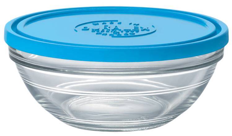 ΔΟΧΕΙΟ ΦΑΓΗΤΟΥ DURALEX ΓΥΑΛΙΝΟ ΣΤΡΟΓΓΥΛΟ ΜΕ ΜΠΛΕ ΚΑΠΑΚΙ (17CM) DURALEX