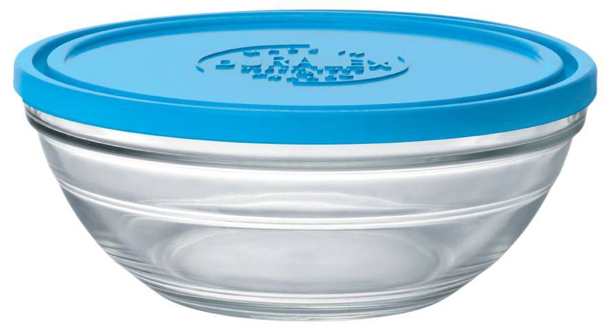 ΔΟΧΕΙΟ ΦΑΓΗΤΟΥ DURALEX ΓΥΑΛΙΝΟ ΣΤΡΟΓΓΥΛΟ ΜΕ ΜΠΛΕ ΚΑΠΑΚΙ (20.5CM) DURALEX