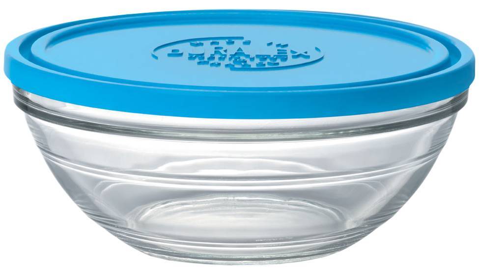 ΔΟΧΕΙΟ ΦΑΓΗΤΟΥ DURALEX ΓΥΑΛΙΝΟ ΣΤΡΟΓΓΥΛΟ ΜΕ ΜΠΛΕ ΚΑΠΑΚΙ (23CM) DURALEX