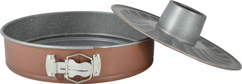 ΦΟΡΜΑ ΚΕΙΚ ESTIA ΑΝΤΙΚΟΛΛΗΤΙKH STONE ΣΤΡΟΓΓΥΛΗ ΔΙΑΙΡΟΥΜΕΝΗ ΜΕ 2 ΒΑΣΕΙΣ 28CM ESTIA