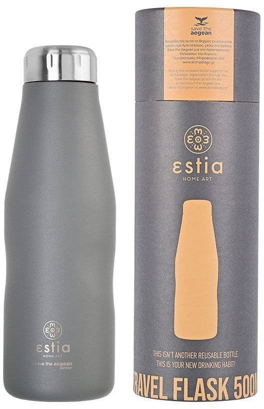 ΜΠΟΥΚΑΛΙ ΘΕΡΜΟΣ SAVE THE AEGEAN TRAVEL FLASK FJORD GREY (500ML) SAVE THE AEGEAN