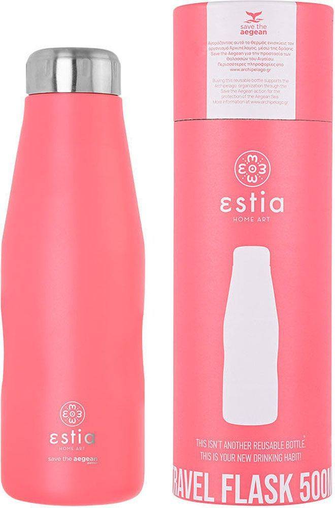 SAVE THE AEGEAN ΜΠΟΥΚΑΛΙ ΘΕΡΜΟΣ SAVE THE AEGEAN TRAVEL FLASK FUSION CORAL (500ML)