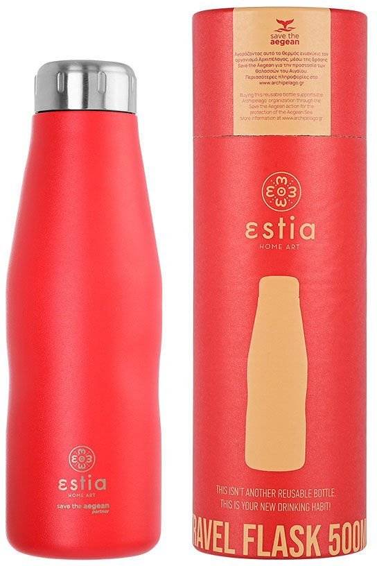 ΜΠΟΥΚΑΛΙ ΘΕΡΜΟΣ SAVE THE AEGEAN TRAVEL FLASK SCARLET RED (500ML) SAVE THE AEGEAN