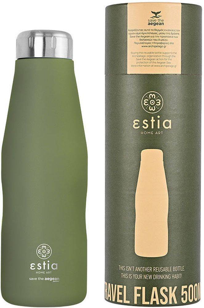 SAVE THE AEGEAN ΜΠΟΥΚΑΛΙ ΘΕΡΜΟΣ SAVE THE AEGEAN TRAVEL FLASK PINE GREEN (500ML)