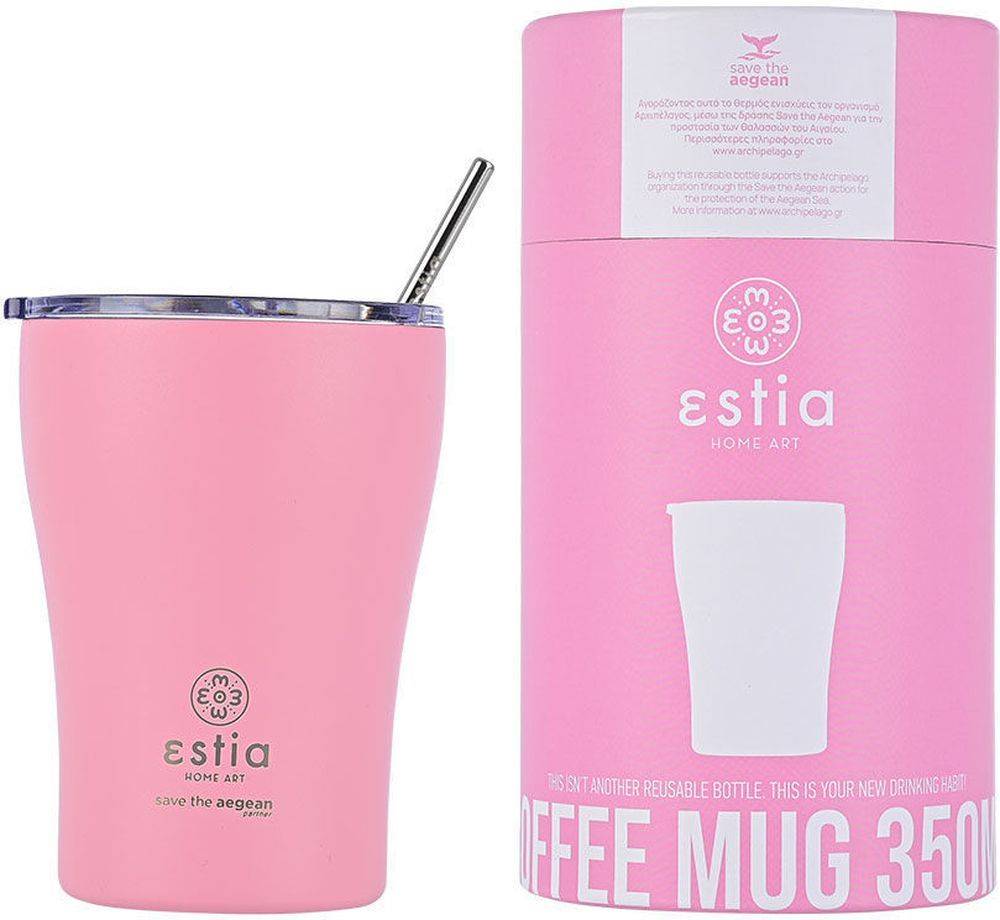 ΠΟΤΗΡΙ ΘΕΡΜΟΣ COFFEE MUG SAVE THE AEGEAN ΜΕ ΚΑΛΑΜΑΚΙ BLOSSOM ROSE (350ML) SAVE THE AEGEAN