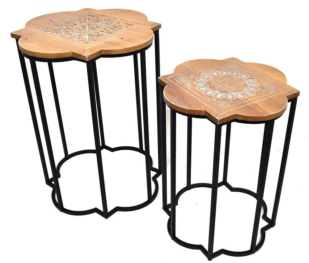 ΣΕΤ ΤΡΑΠΕΖΙ ESPIEL ΜΕΤΑΛΛΙΚΟ ΜΕ ΞΥΛΙΝΗ ΕΠΙΦΑΝΕΙΑ (39.5Χ39.5Χ51.5-33Χ33Χ43.5CM) ESPIEL