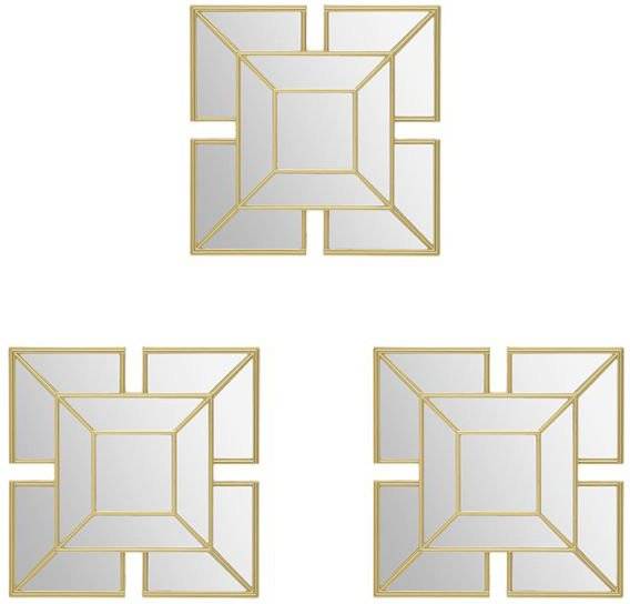 ΚΑΘΡΕΠΤΗΣ INART ΤΟΙΧΟΥ ΧΡΥΣΟΣ 25Χ2Χ25CM ΣΕΤ 3