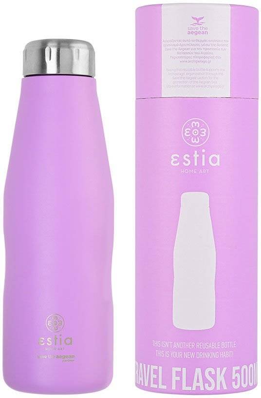 SAVE THE AEGEAN ΜΠΟΥΚΑΛΙ ΘΕΡΜΟΣ SAVE THE AEGEAN TRAVEL FLASK LAVENDER PURPLE (500ML)