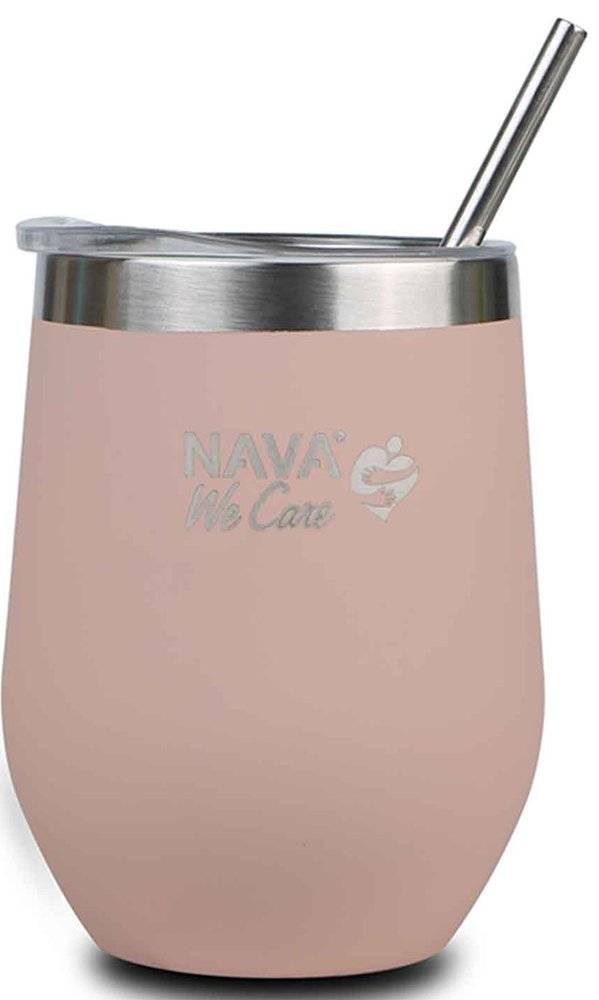 NAVA ΠΟΤΗΡΙ ΘΕΡΜΟΣ NAVA WE CARE INOX ΡΟΖ ΜΕ ΚΑΛΑΜΑΚΙ (360ML)