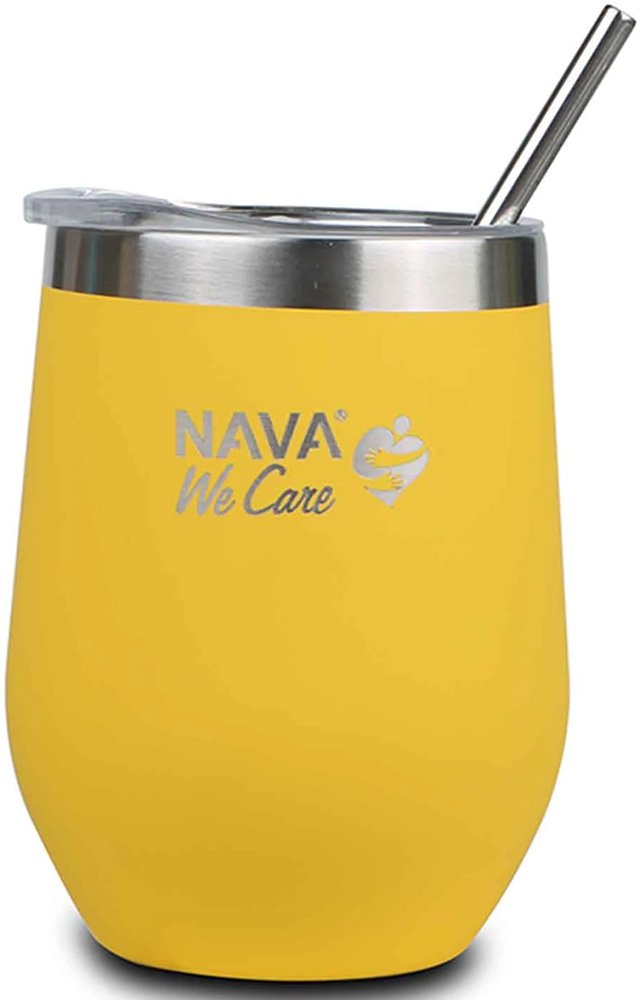 NAVA ΠΟΤΗΡΙ ΘΕΡΜΟΣ NAVA WE CARE INOX ΚΙΤΡΙΝΟ ΜΕ ΚΑΛΑΜΑΚΙ (360ML)