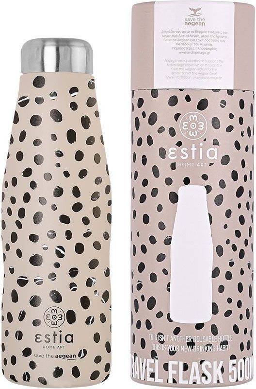SAVE THE AEGEAN ΜΠΟΥΚΑΛΙ ΘΕΡΜΟΣ ESTIA SAVE THE AEGEAN TRAVEL FLASK LEOPARD TAUPE (500ML)