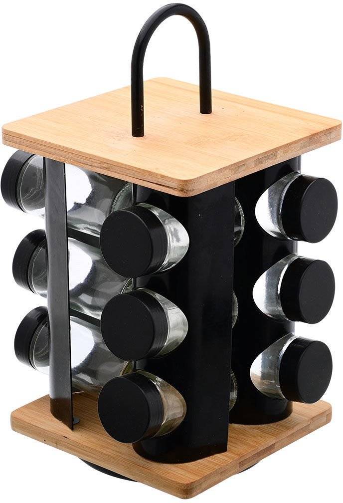 ΒΑΣΗ ΜΠΑΧΑΡΙΚΩΝ ESTIA BAMBOO ESSENTIALS ΜΕ 12 ΓΥΑΛΙΝΑ ΔΟΧΕΙΑ ΠΕΡΙΣΤΡΕΦΟΜΕΝΗ ΜΑΥΡΗ ESTIA