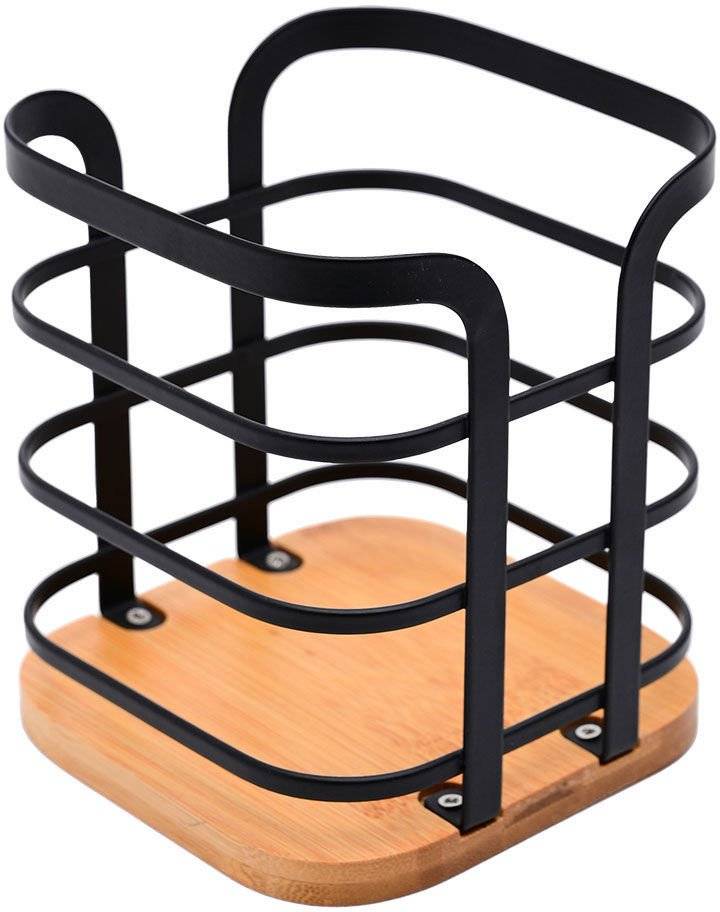 ESTIA ΘΗΚΗ ΓΙΑ ΚΟΥΤΑΛΕΣ ESTIA ΜΕΤΑΛΛΙΚΗ ΜΑΥΡΗ (12CMX12CMX14.5CM)