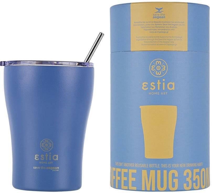 ΠΟΤΗΡΙ ΘΕΡΜΟΣ ESTIA SAVE THE AEGEAN COFFEE MUG DENIM BLUE (350ML) SAVE THE AEGEAN