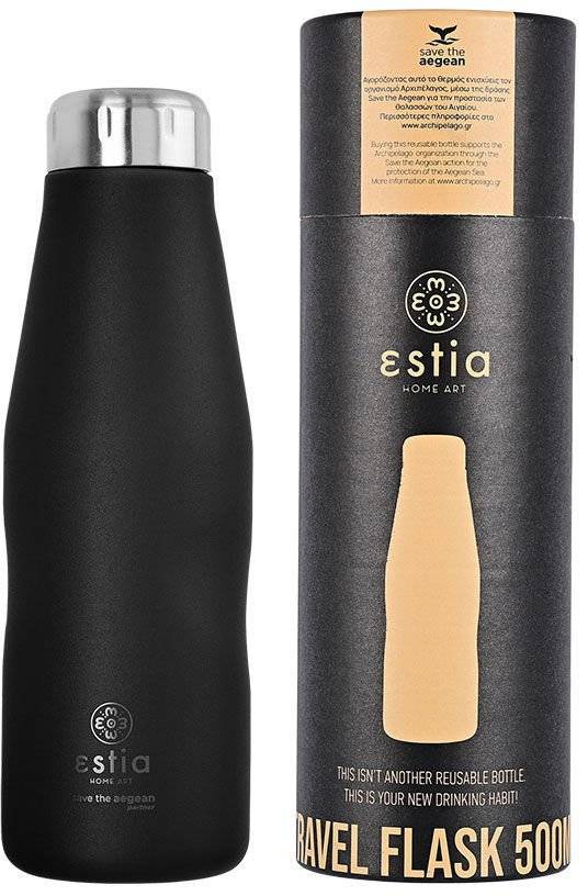 SAVE THE AEGEAN ΜΠΟΥΚΑΛΙ ΘΕΡΜΟΣ ESTIA SAVE THE AEGEAN TRAVEL FLASK MIDNIGHT BLACK (500ML)