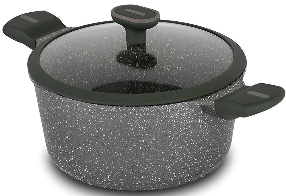 ΚΑΤΣΑΡΟΛΑ NAVA OLEA ΜΕ ΑΝΤΙΚΟΛΛΗΤΙΚΗ ΕΠΙΣΤΡΩΣΗ STONE ΚΑΙ ΚΑΠΑΚΙ (24CM) NAVA