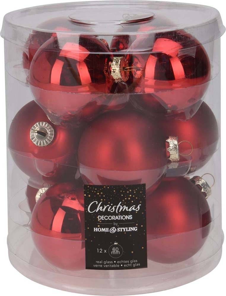 JK HOME ΣΕΤ ΧΡΙΣΤΟΥΓΕΝΝΙΑΤΙΚΑ ΣΤΟΛΙΔΙΑ ΜΠΑΛΕΣ JK HOME DECOR ΓΥΑΛΙΝΗ ΚΟΚΚΙΝΗ 12ΤΜΧ (6CM)